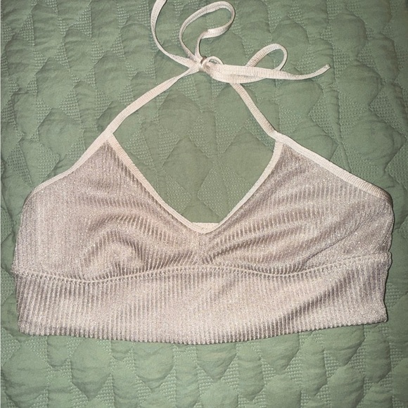 Aerie Cream Ribbed Bandeau with Stretchy Comfort - Picture 2 of 8